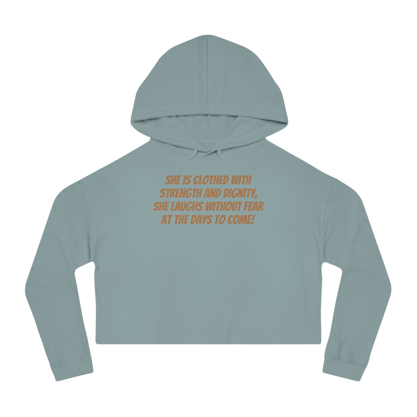 Proverbs 31:25 - She Laughs - Women’s Cropped Hooded Sweatshirt