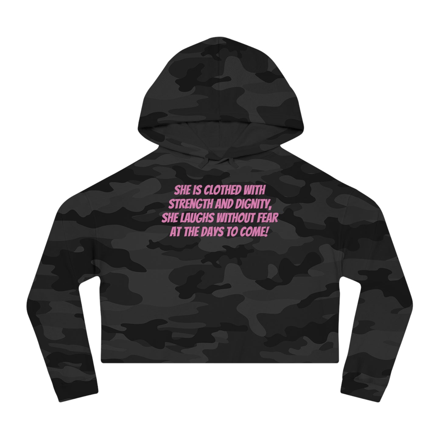 Proverbs 31:25 - She Laughs - Women’s Cropped Hooded Sweatshirt