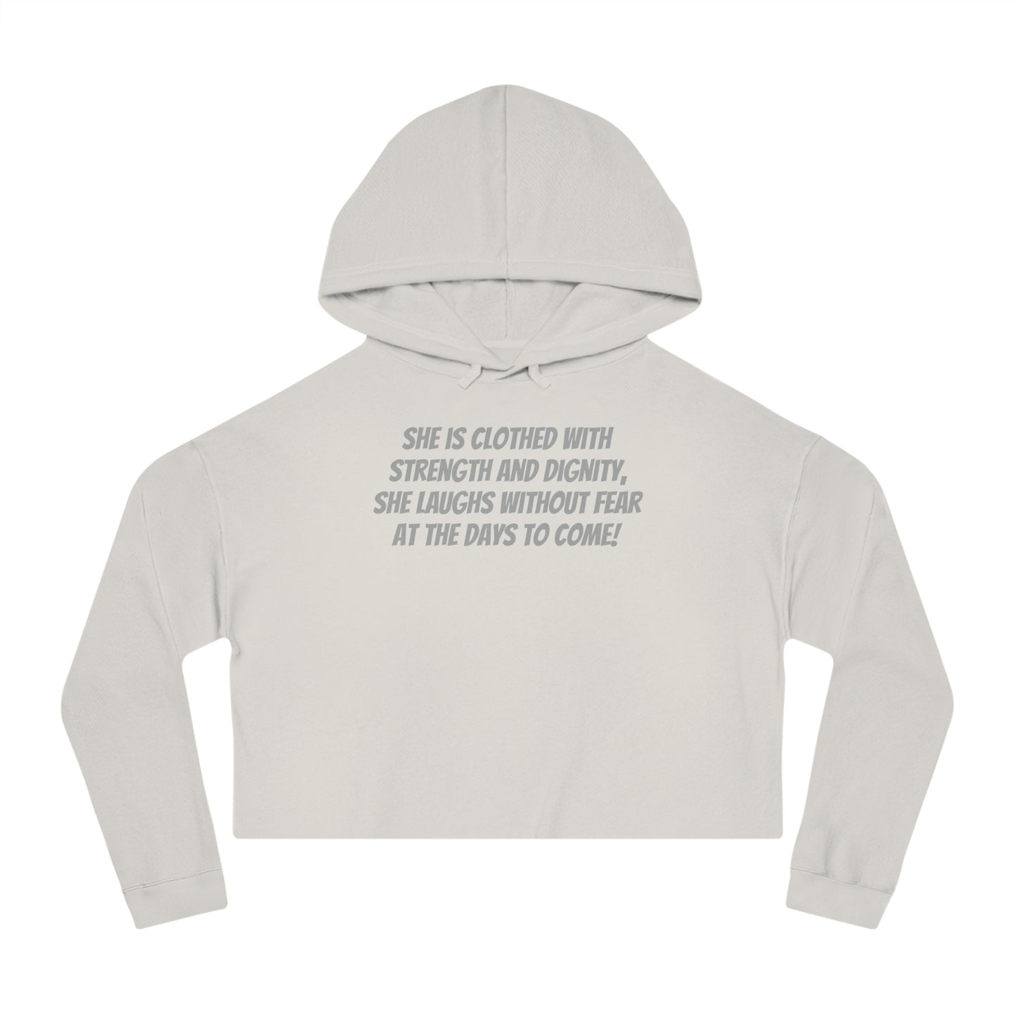 Proverbs 31:25 - She Laughs - Women’s Cropped Hooded Sweatshirt