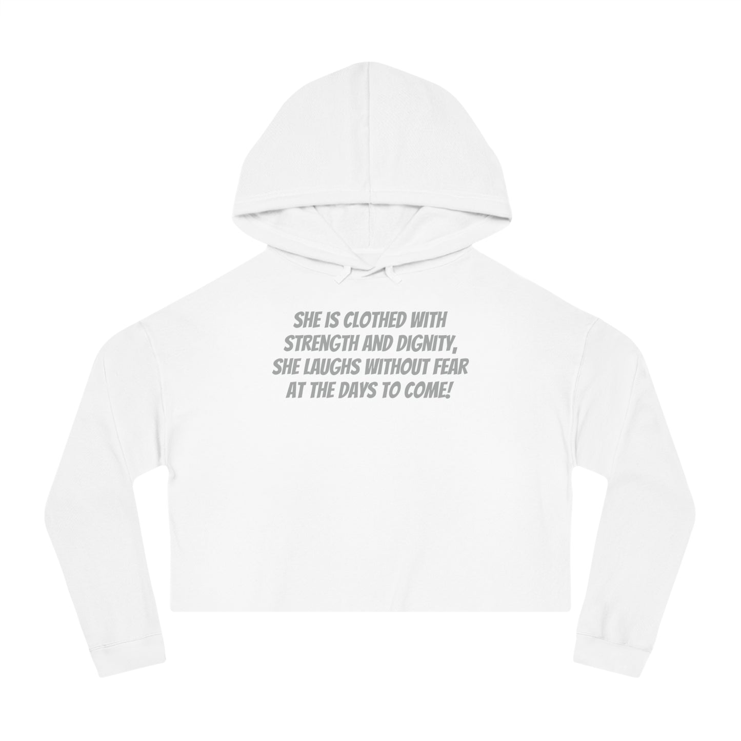 Proverbs 31:25 - She Laughs - Women’s Cropped Hooded Sweatshirt